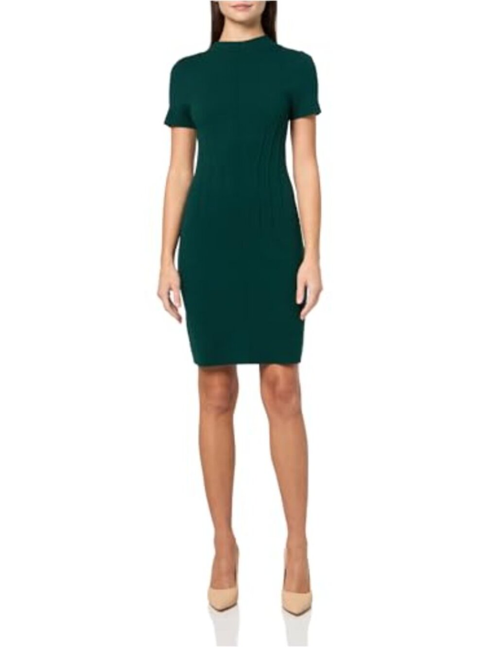 Eliza J Mock Neck Sheath Sweater Dress, 70% Rayon 30% Polyester, Zip Back,